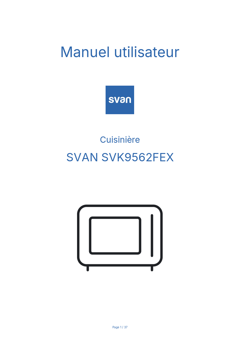 Page n°1 - Manuel utilisateur SVAN SVK9562FEX