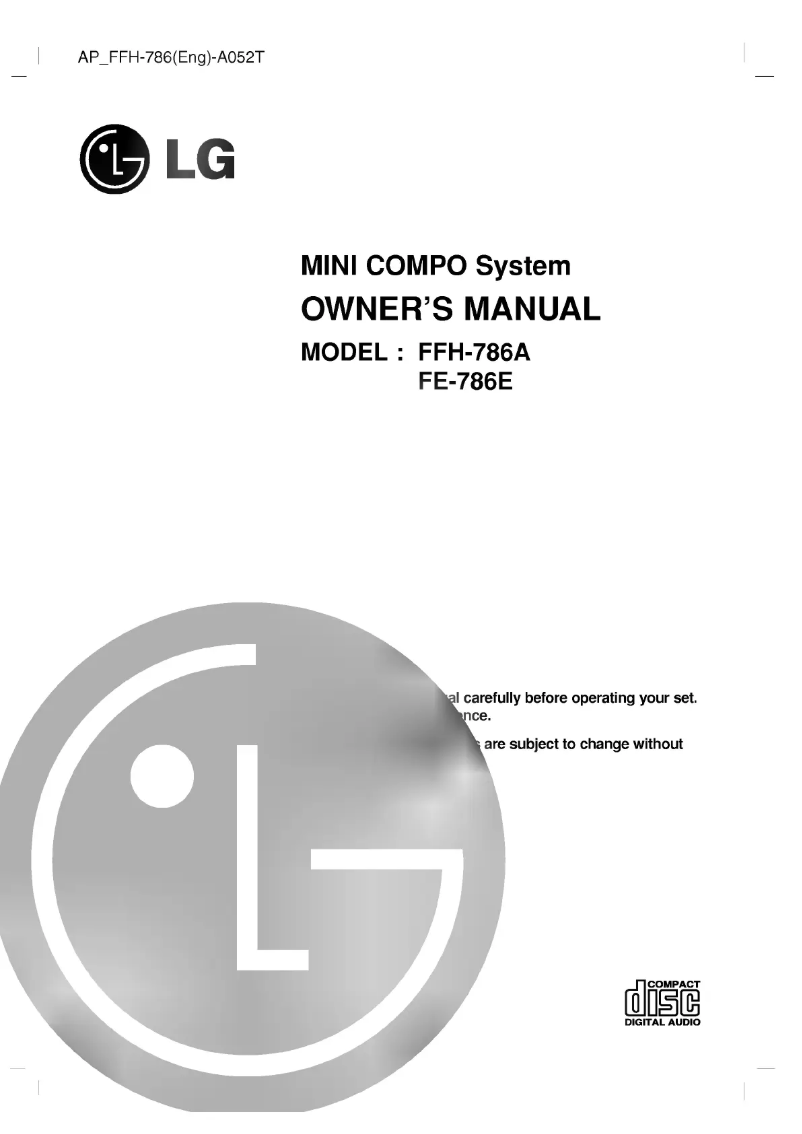 Page n°1 - Manuel utilisateur LG FFH-786A