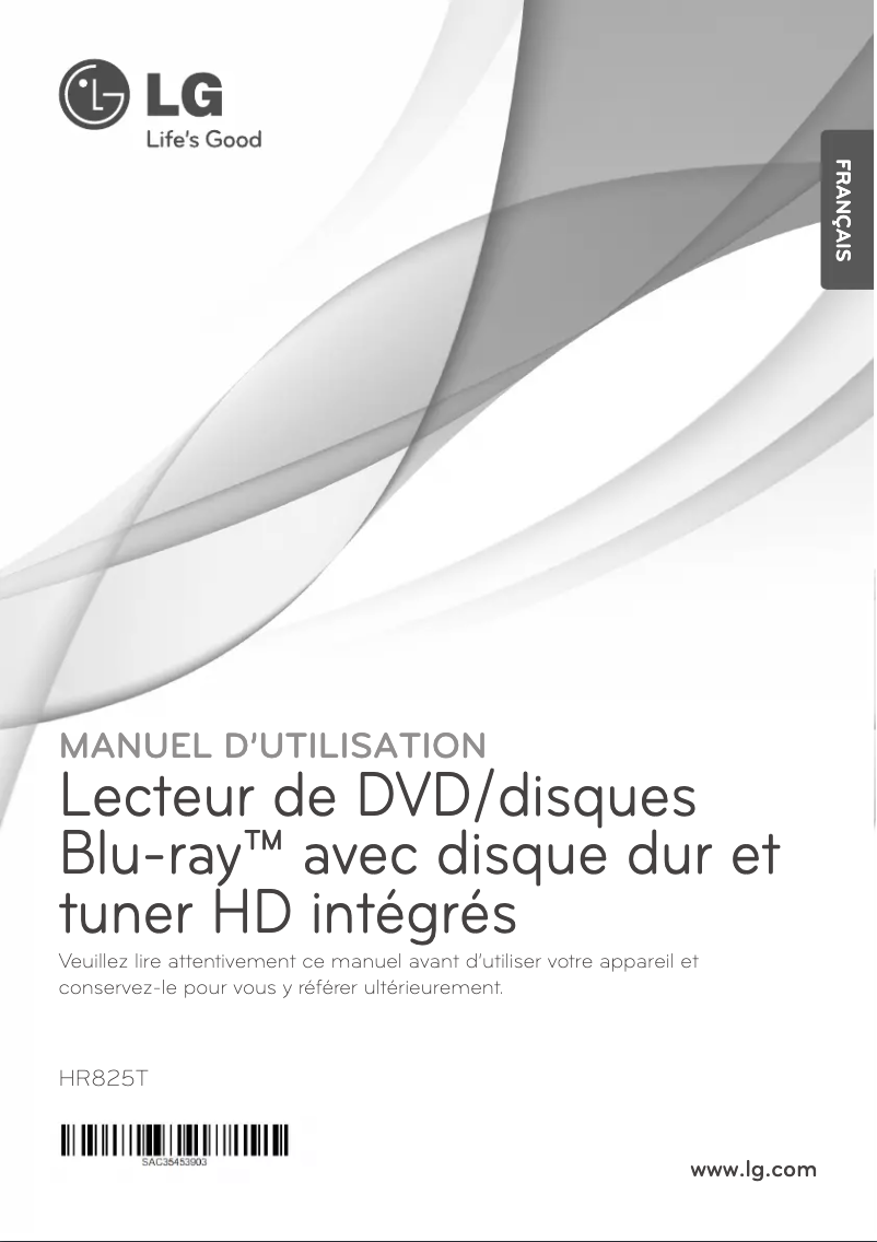 Image de la première page du manuel de l'appareil HR825T