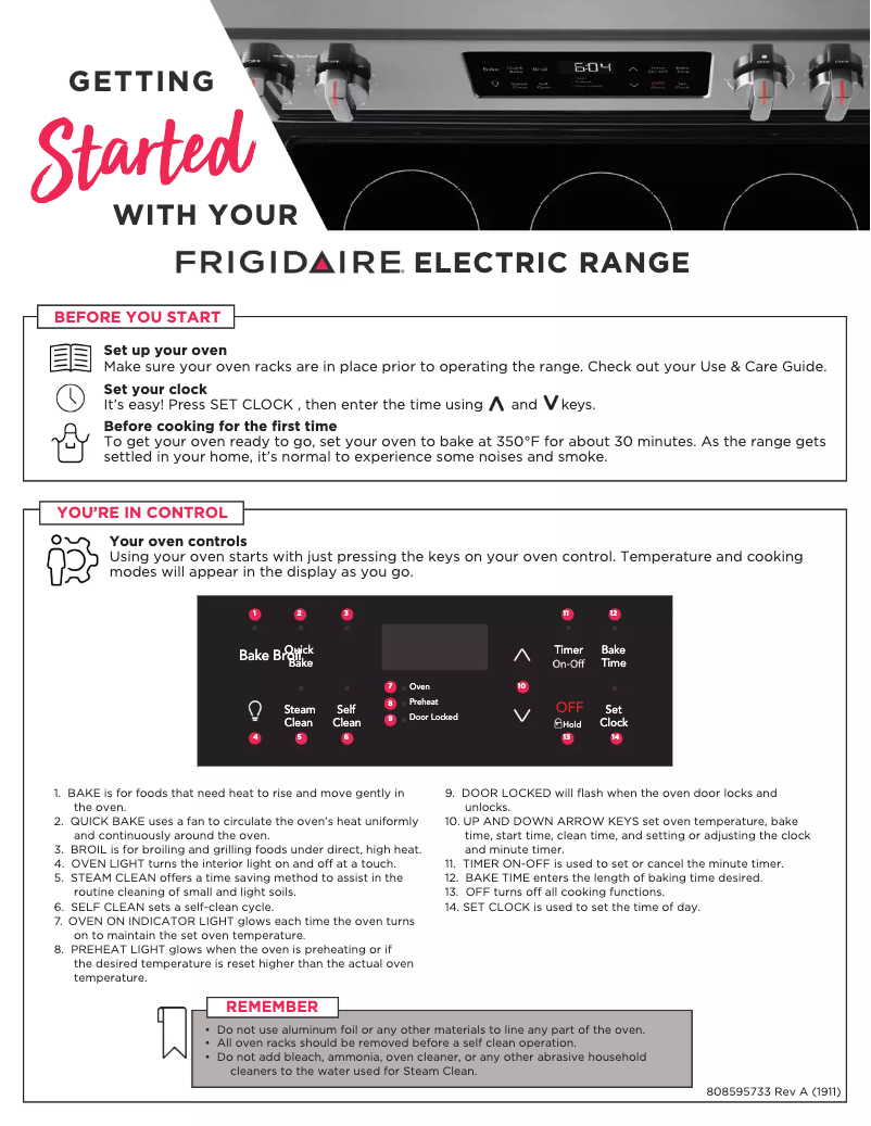 Page n°1 - Manuel utilisateur Frigidaire GCRE3038AF