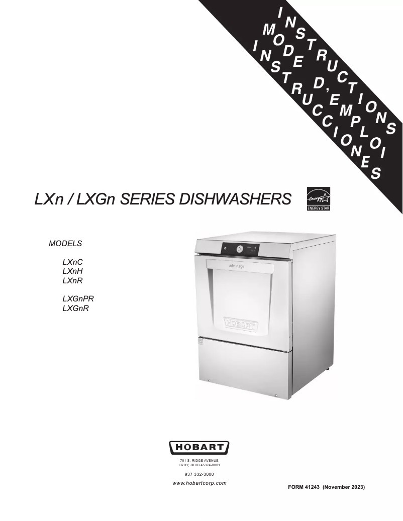 Page 1 de la notice Manuel utilisateur Hobart LXGnPR