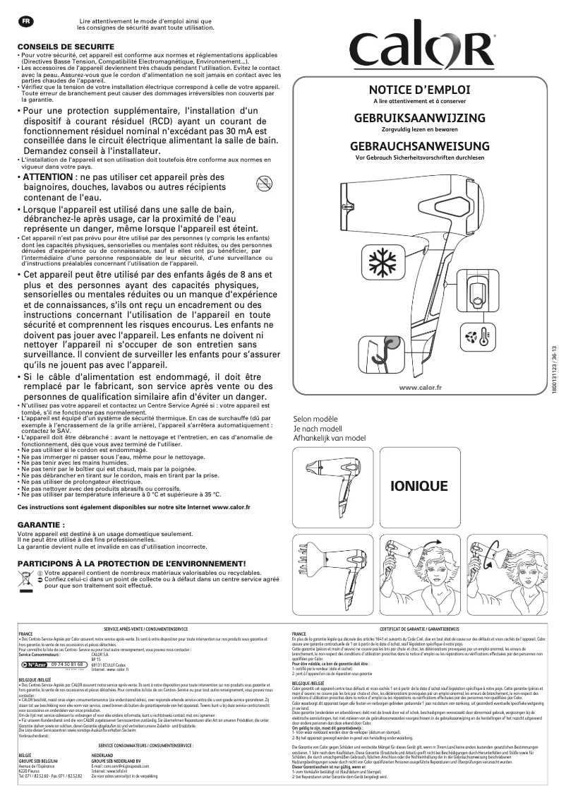 Image de la première page du manuel de l'appareil Studio Dry