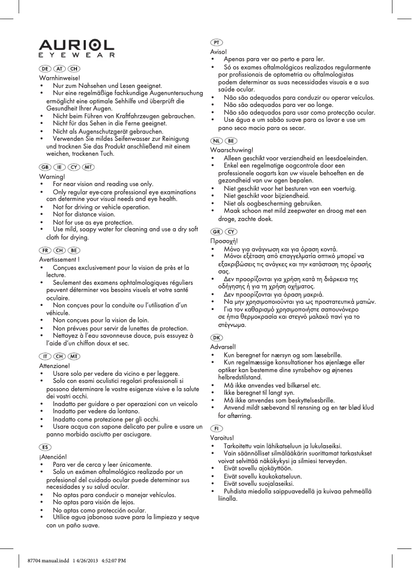 Page 1 de la notice Manuel utilisateur Auriol Z31528A