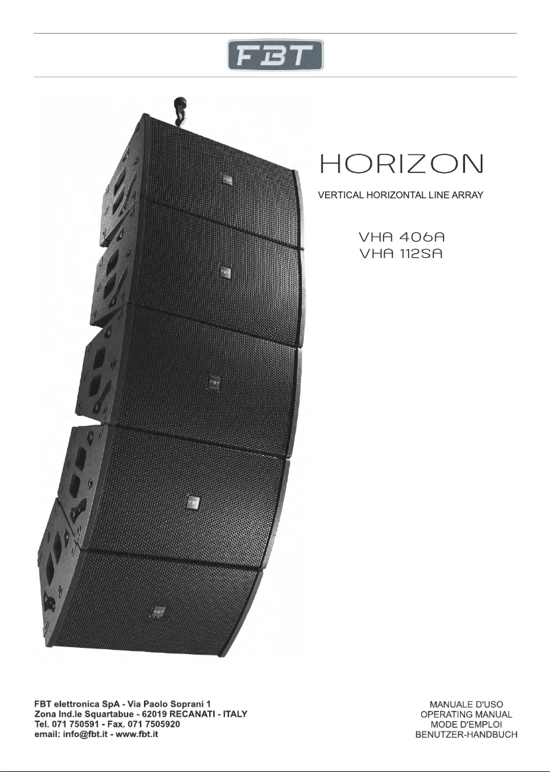 Page n°1 - Manuel utilisateur FBT Horizon VHA 406 A
