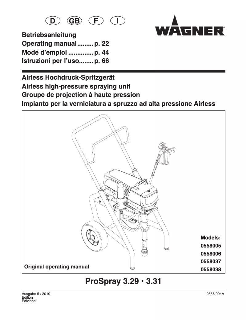 Page n°1 - Manuel utilisateur Wagner ProSpray 3.29