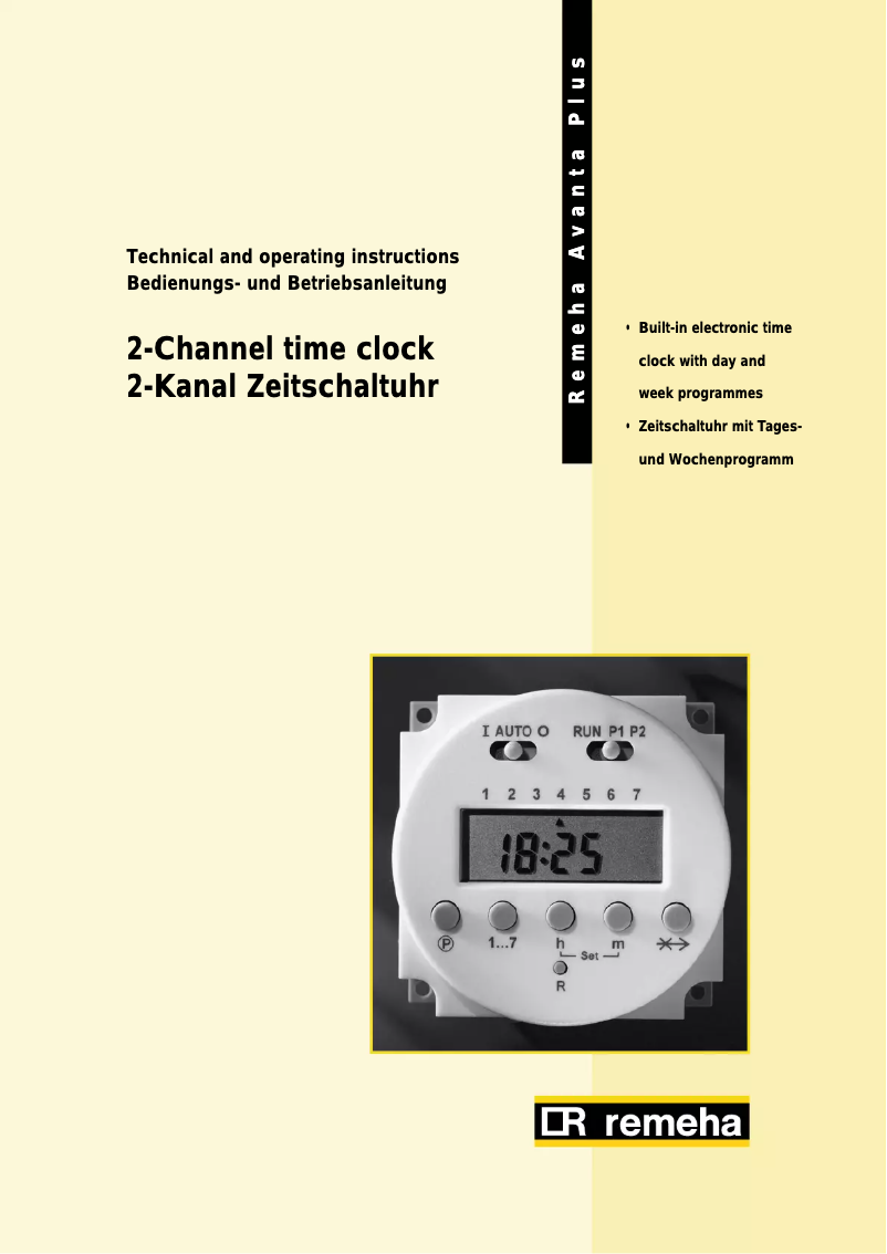 Page n°1 - Manuel utilisateur Remeha Avanta Plus Timer