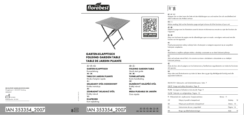 Page 1 de la notice Manuel utilisateur Florabest IAN 353354