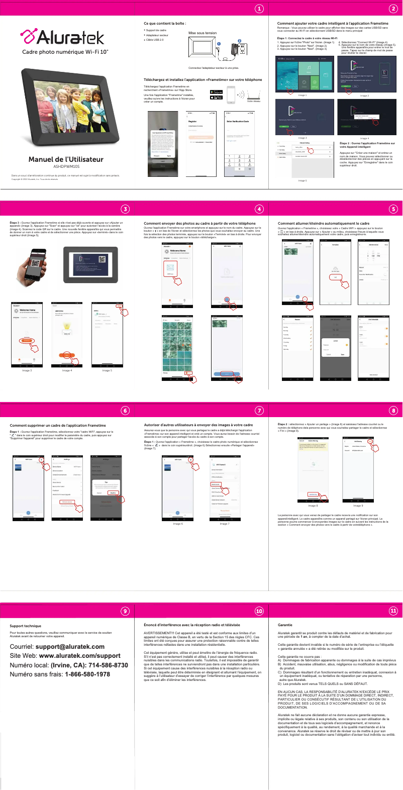 Page 1 de la notice Manuel utilisateur Aluratek ASHDPWM10S