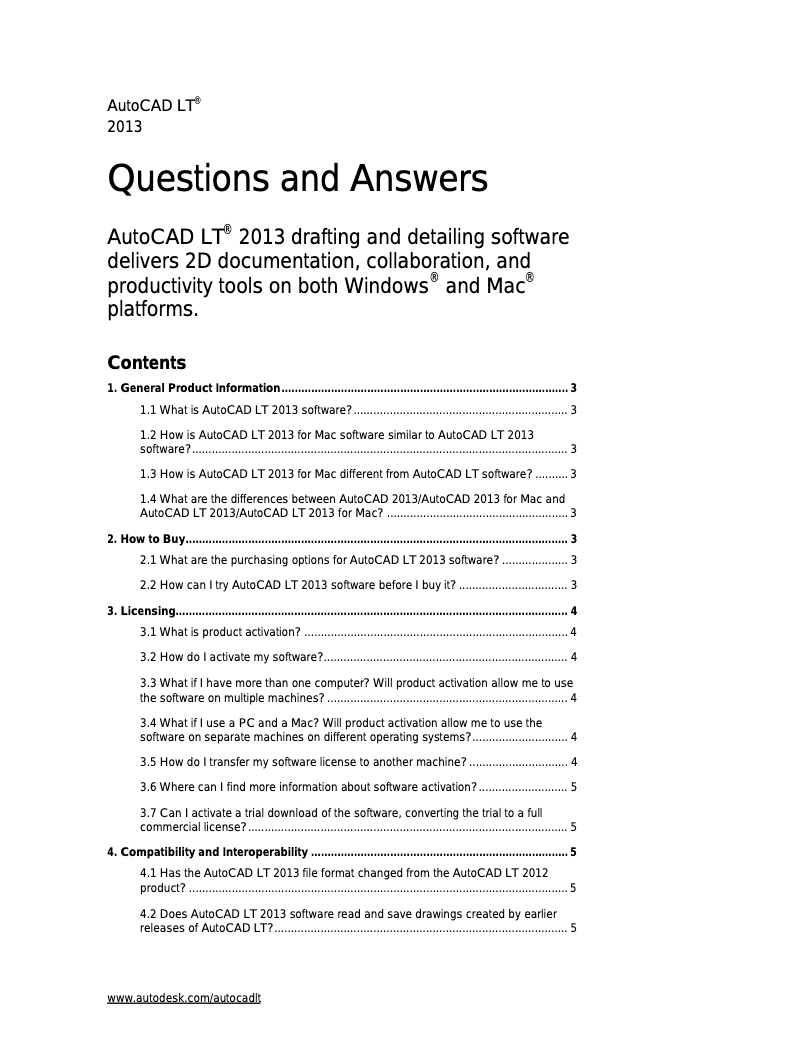 Page 1 de la notice Manuel utilisateur Autodesk AutoCAD LT 2013 (Mac)