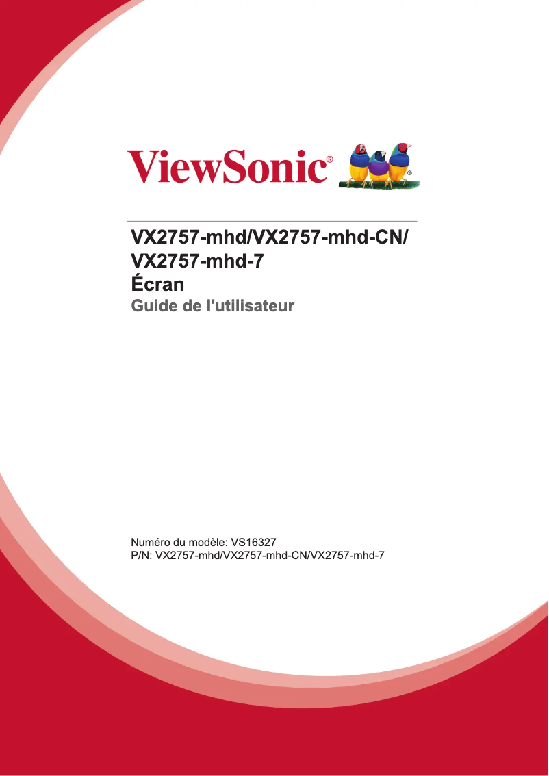 Page 1 de la notice Manuel utilisateur Viewsonic VX Series VX2757-MHD