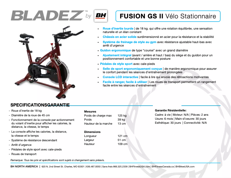 Page n°1 - Fiche technique Bladez Fusion GSII