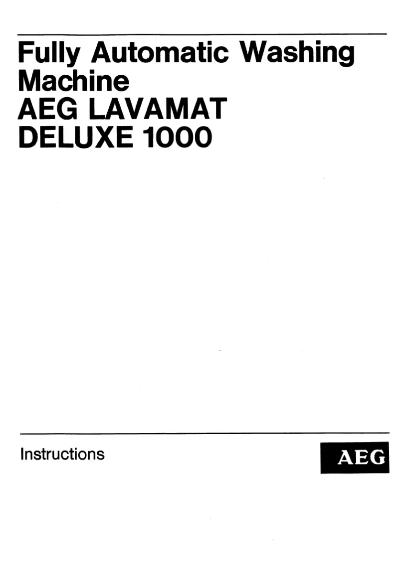 Page n°1 - Manuel utilisateur AEG Lavamat Deluxe 1000