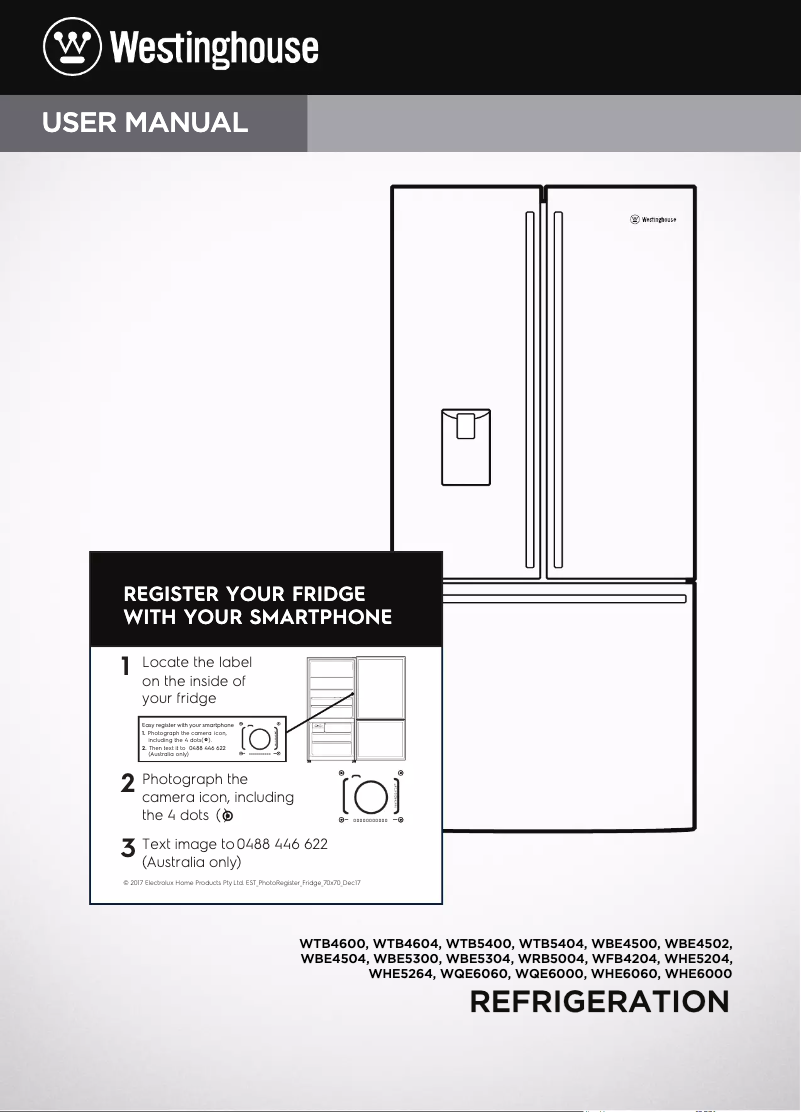 Page 1 de la notice Manuel utilisateur Westinghouse WRB5004SC