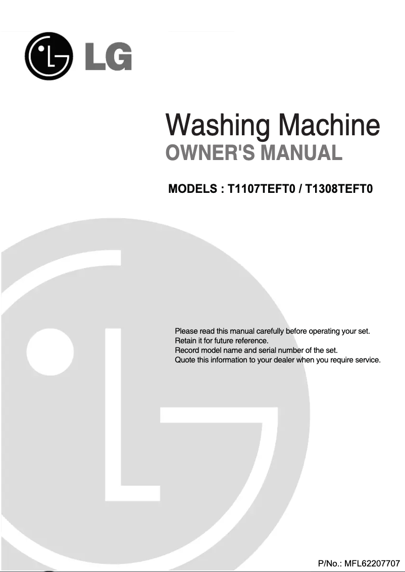 Page n°1 - Manuel utilisateur LG T1308TEFT0