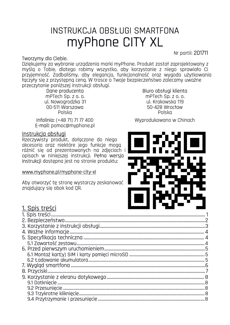 Imagen de la primera página del manual del dispositivo City XL