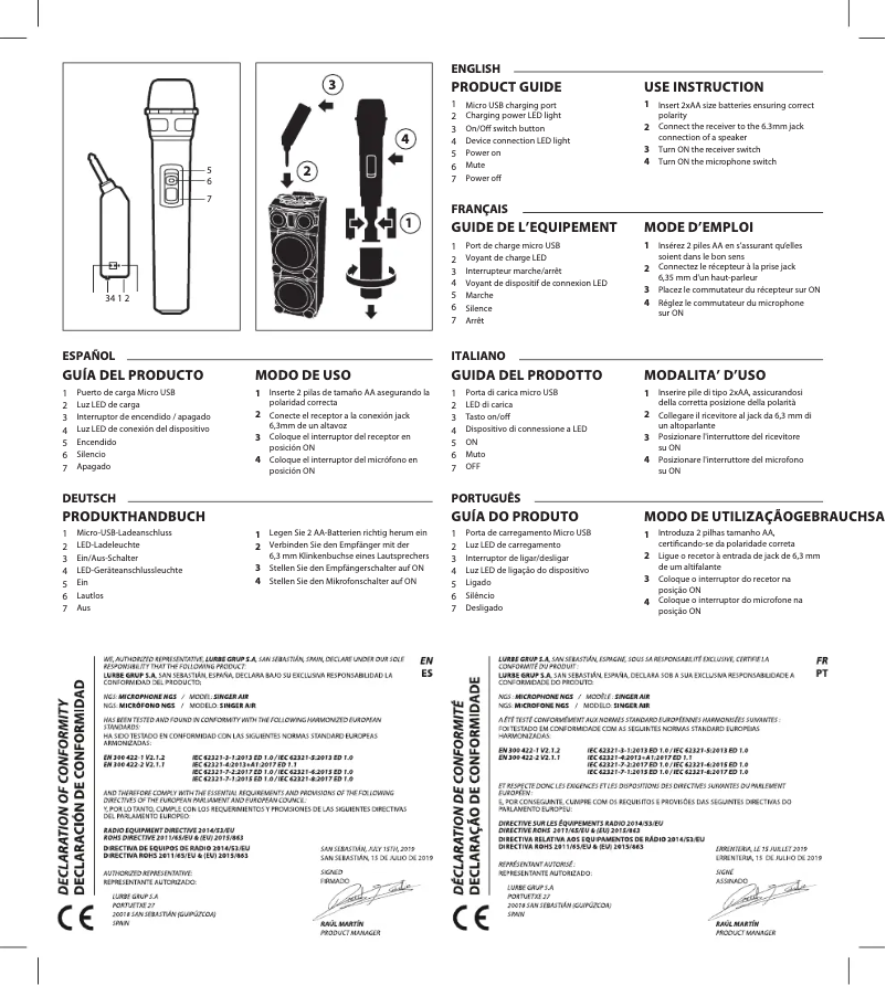 Page 1 de la notice Manuel utilisateur NGS Singer AIR