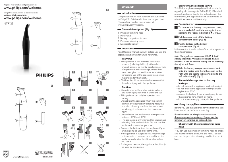 Page n°1 - Manuel utilisateur Philips NT9125