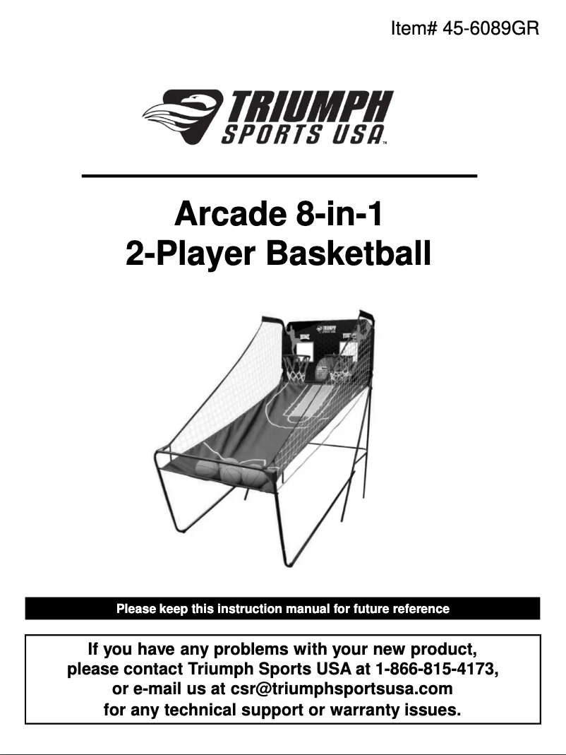 Page n°1 - Manuel utilisateur Triumph Sports Arcade 8-in-1