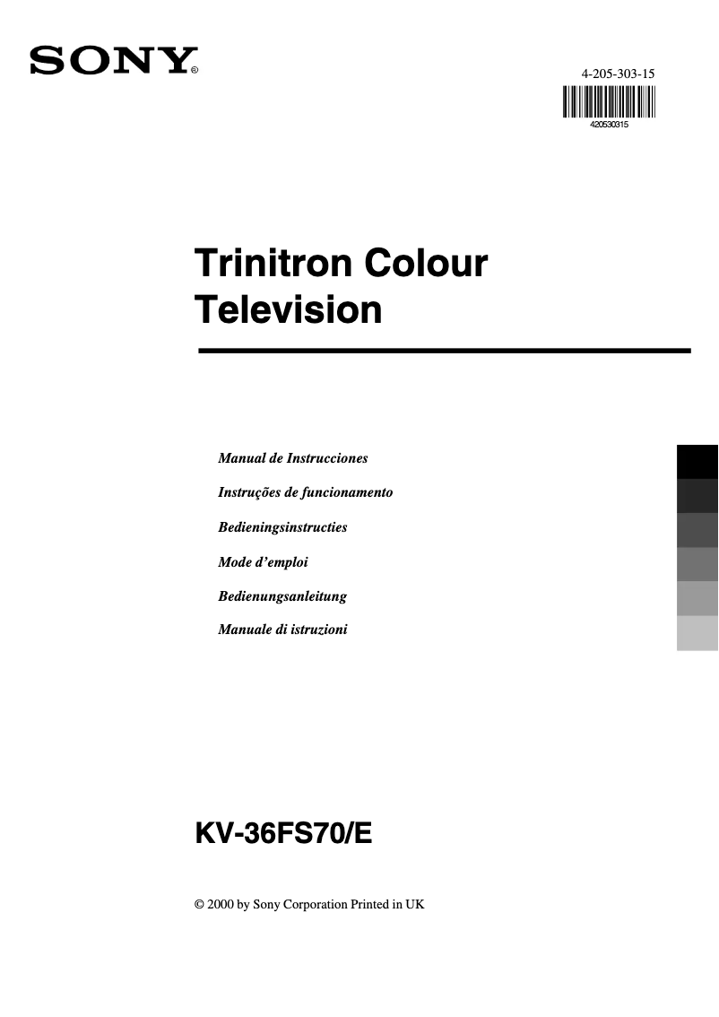 Page 1 de la notice Manuel utilisateur Sony KV-36FS70E