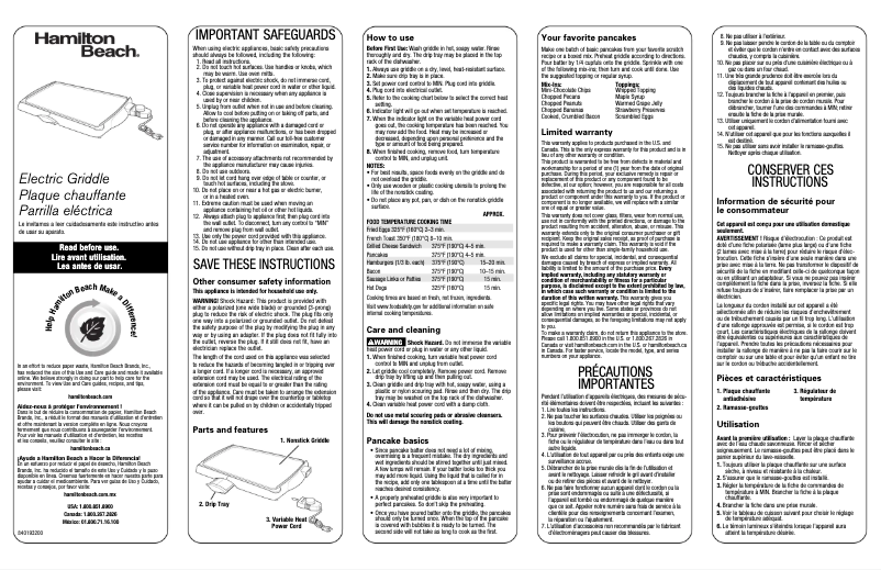 Image de la première page du manuel de l'appareil 40998