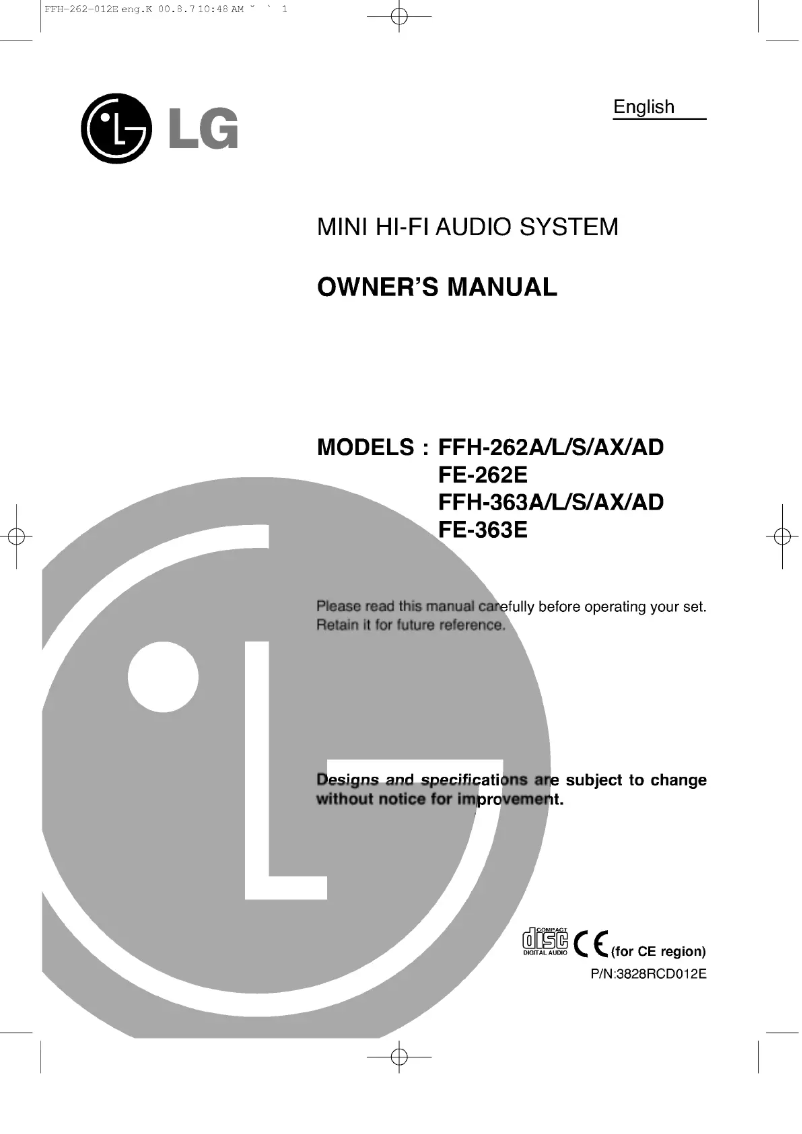 Page n°1 - Manuel utilisateur LG FFH-363AX