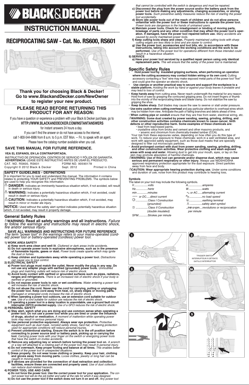 Page n°1 - Manuel utilisateur Black & Decker RS600
