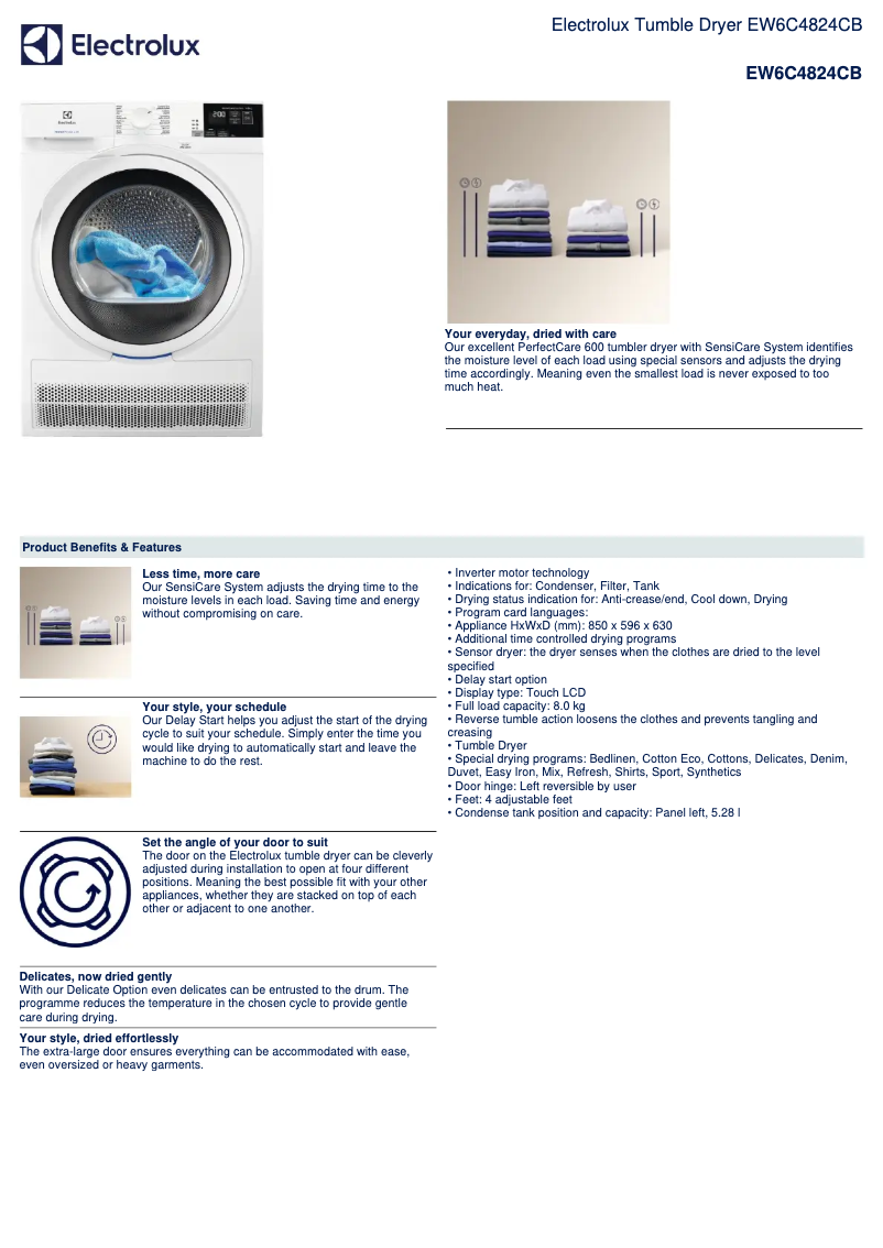 Page n°1 - Fiche technique Electrolux EW6C4824CB