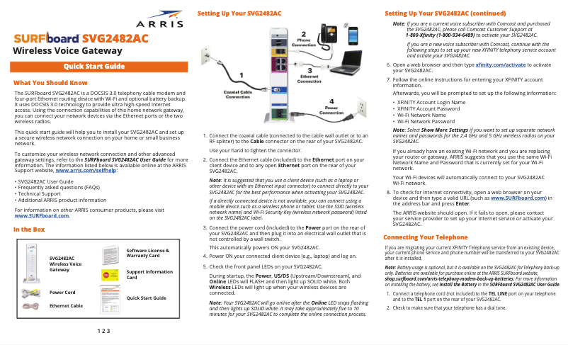 Page n°1 - Guide de démarrage rapide Arris SURFboard DOCSIS 3.0