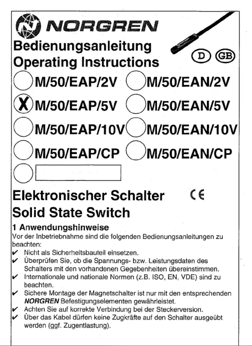 Page n°1 - Manuel utilisateur Norgren M/50/EAP/5V