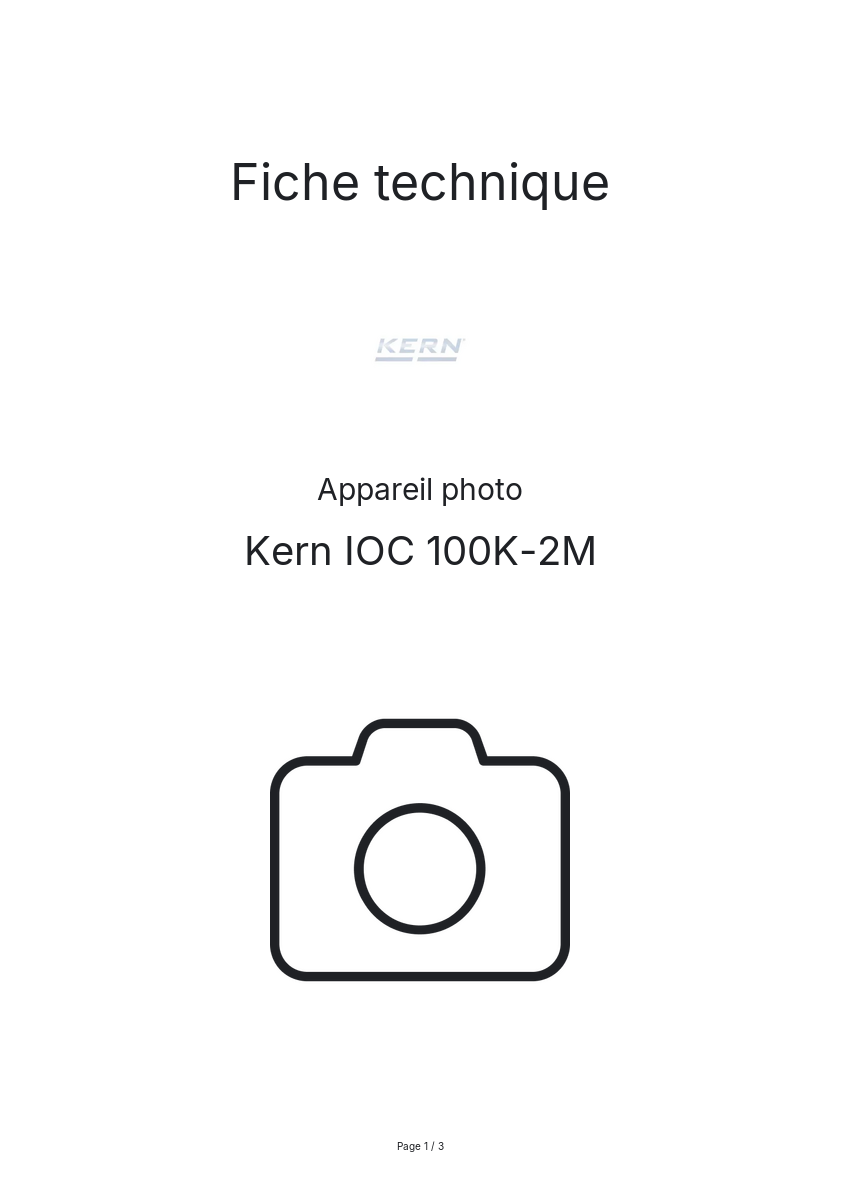 Page n°1 - Fiche technique Kern IOC 100K-2M