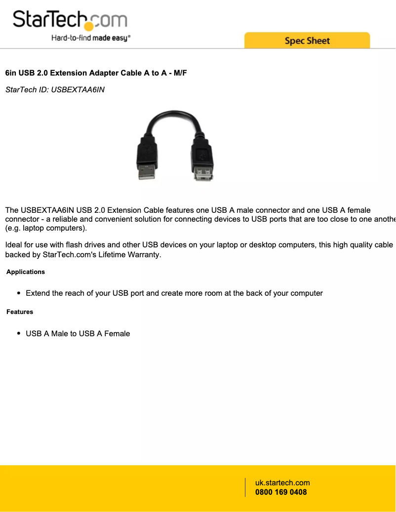 Image de la première page du manuel de l'appareil USBEXTAA6IN