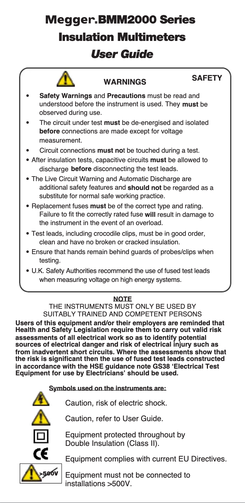 Image de la première page du manuel de l'appareil BMM2000