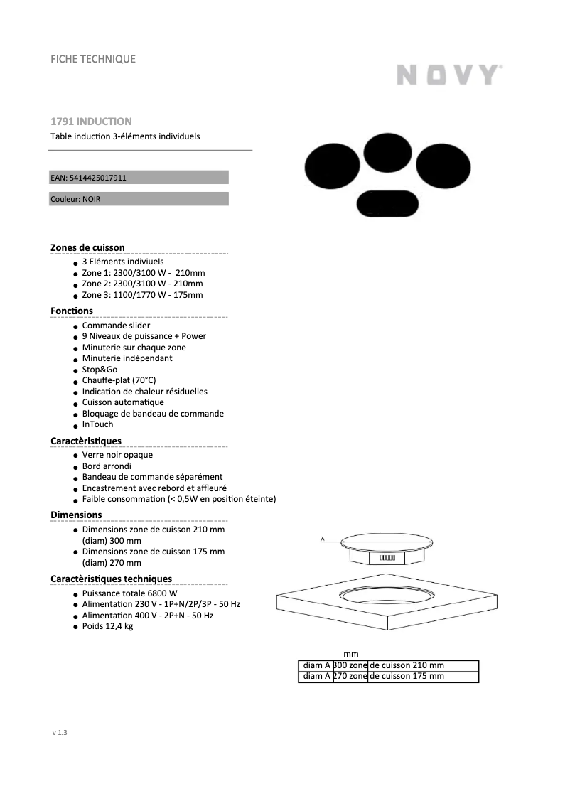 Page n°1 - Fiche technique Novy Multi zone 1791