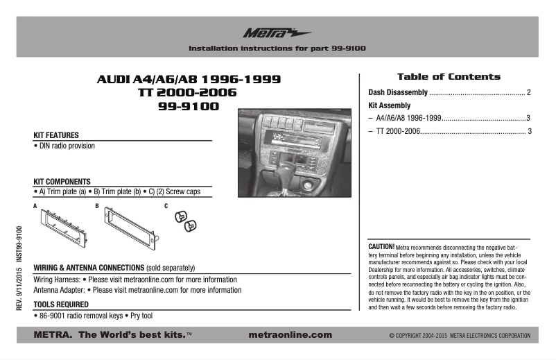 Image de la première page du manuel de l'appareil 99-9100