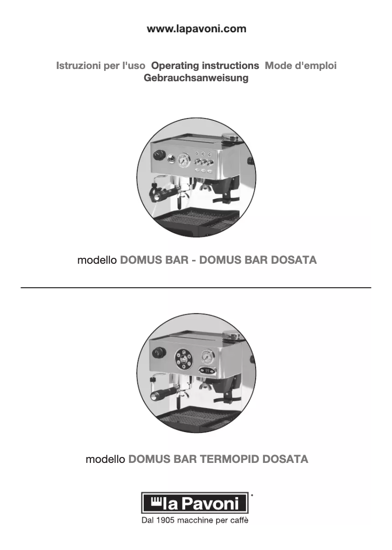 Page n°1 - Manuel utilisateur la Pavoni Domus Bar DMB