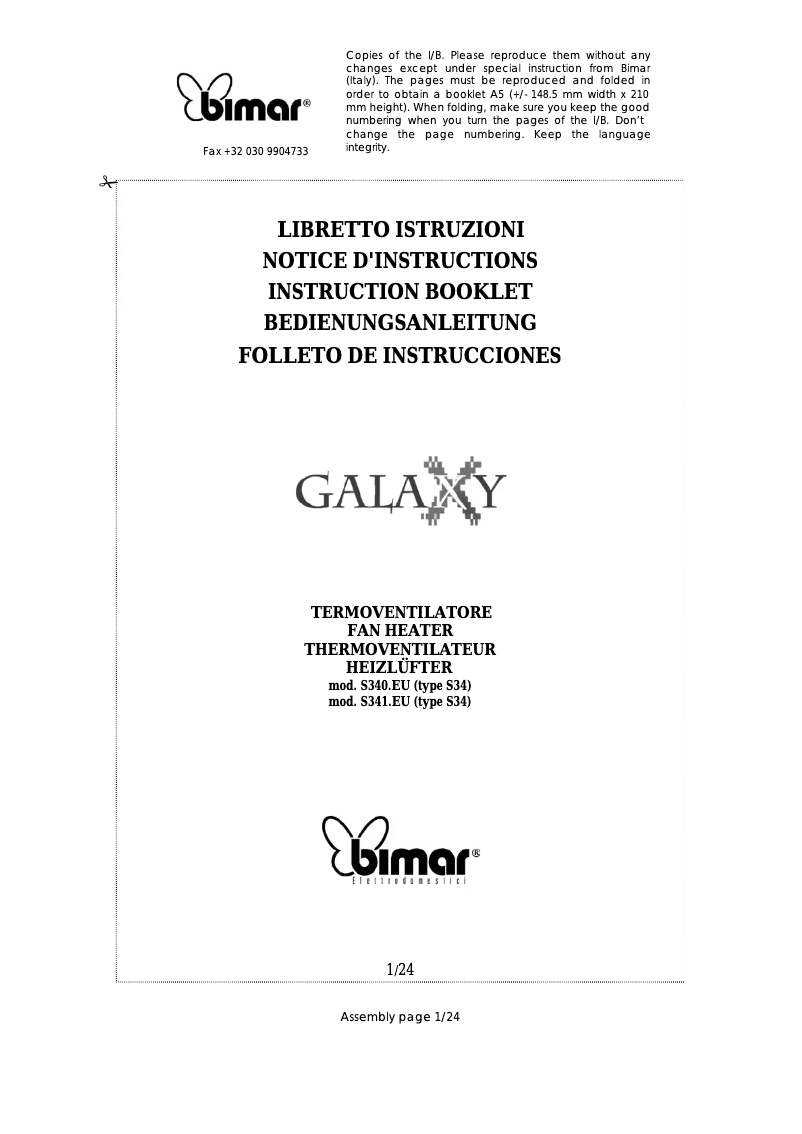 Image de la première page du manuel de l'appareil S341.EU