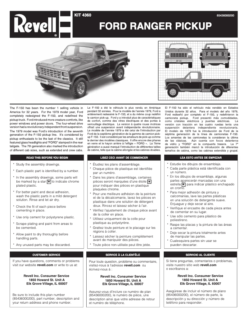 Page 1 de la notice Manuel utilisateur Revell Ford Ranger Pickup
