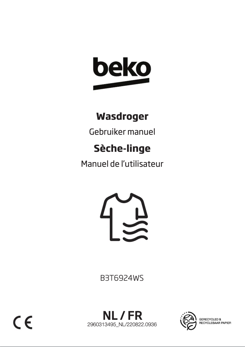 Page 1 de la notice Manuel utilisateur Beko B3T6924WS