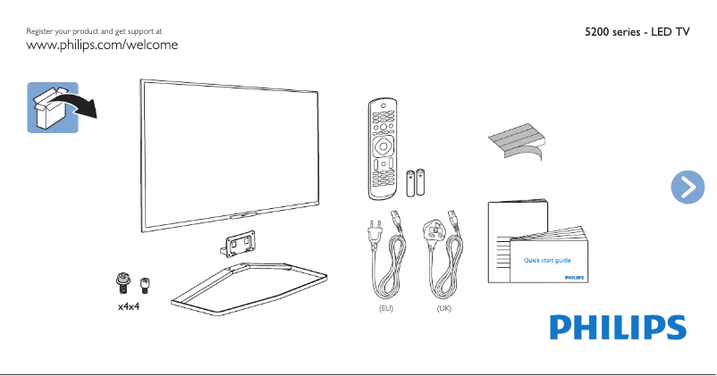 Page n°1 - Guide de démarrage rapide Philips 55PFT5209