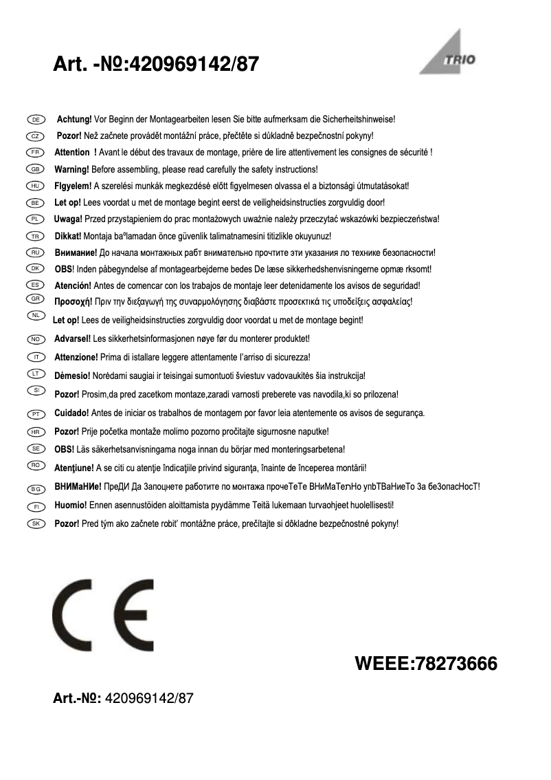 Page n°1 - Manuel utilisateur Trio Lighting Ohio