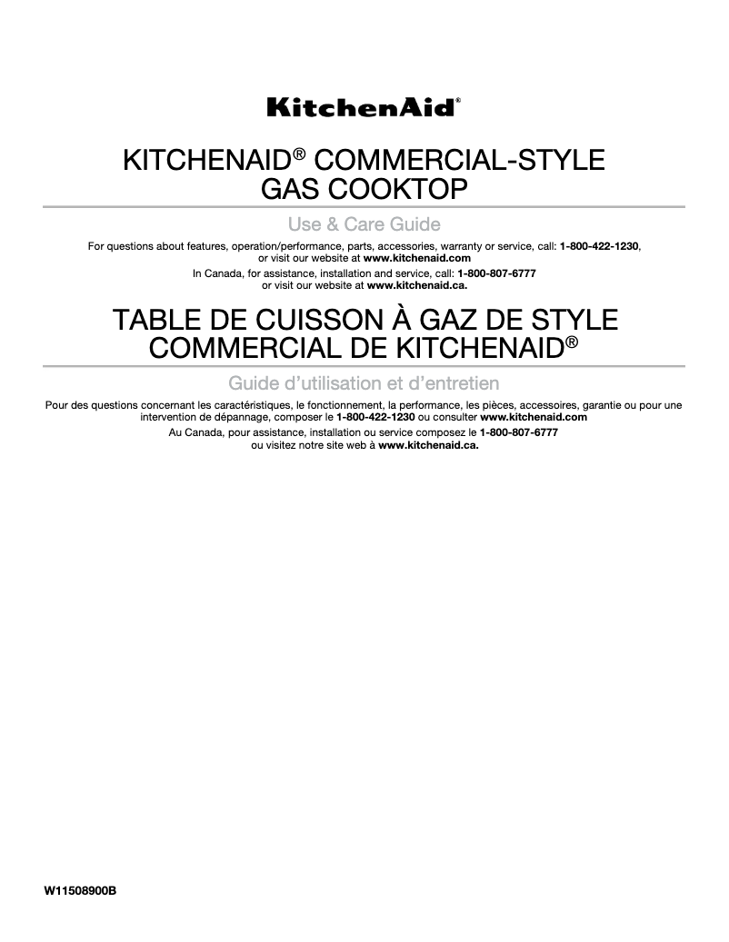 Page n°1 - Manuel utilisateur KitchenAid KCGC558JSS
