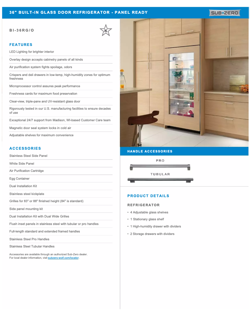 Page 1 de la notice Manuel utilisateur Sub-Zero BI-36RG/O-RH