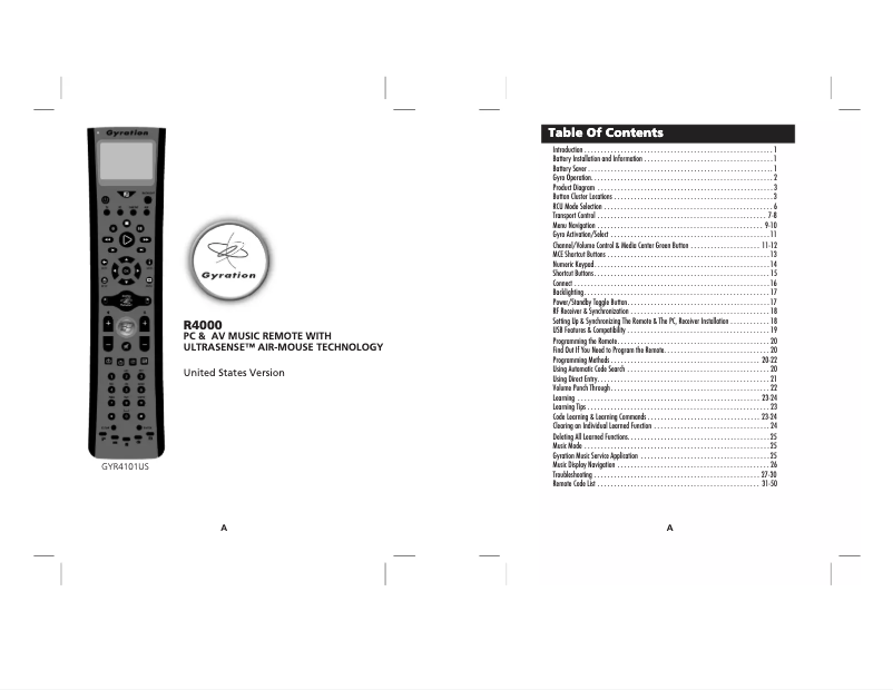 Image de la première page du manuel de l'appareil Air Music Remote