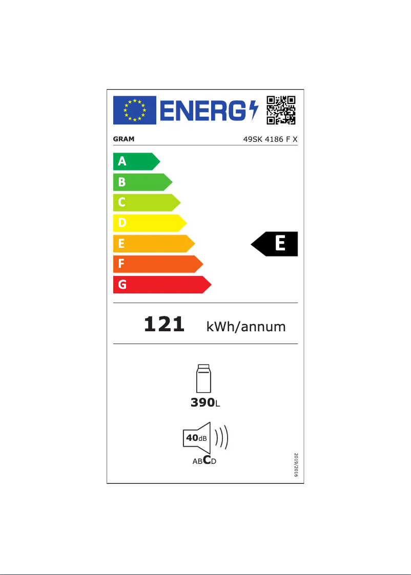 Page n°1 - Label énergétique Gram 49SK 4186 F X