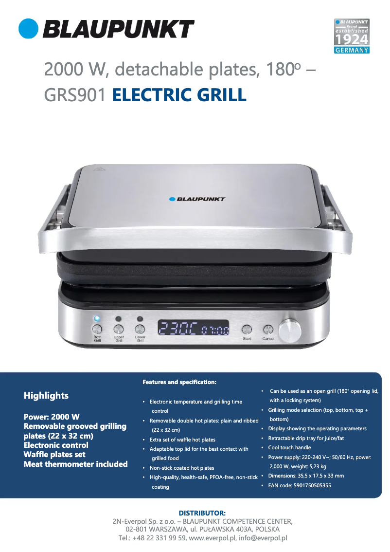 Page n°1 - Fiche technique Blaupunkt GRS901