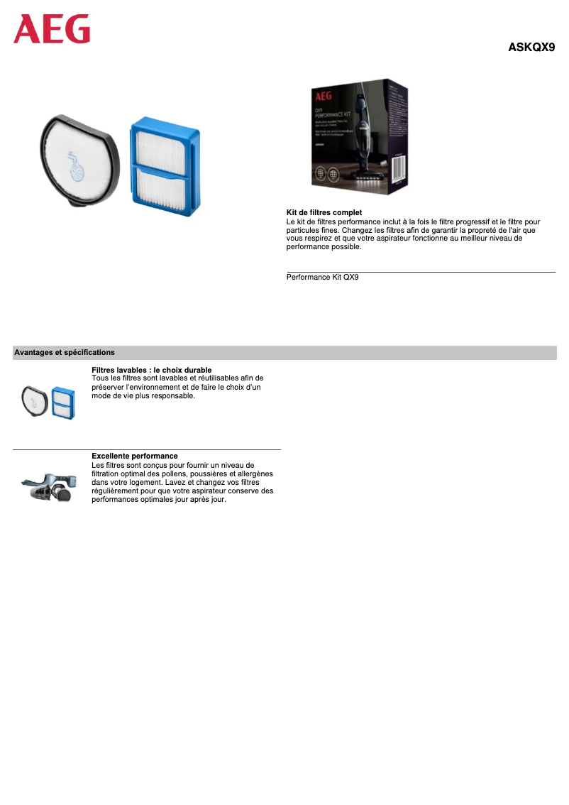 Page n°1 - Manuel utilisateur AEG ASKQX9