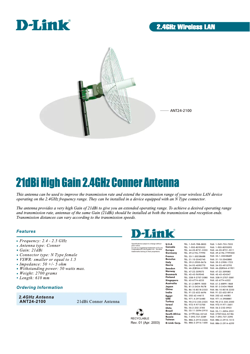 Image de la première page du manuel de l'appareil ANT24-2100