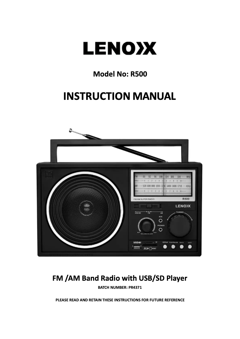 Image de la première page du manuel de l'appareil R500
