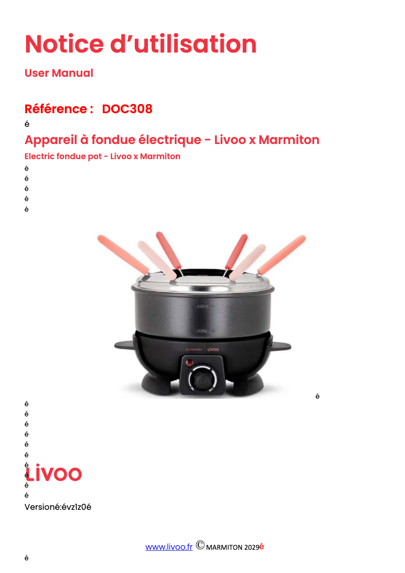 Page 1 de la notice Manuel utilisateur Livoo DOC308