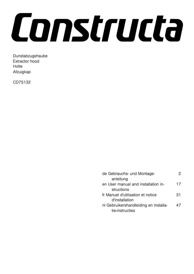 Page n°1 - Instructions / montage Constructa CD75132